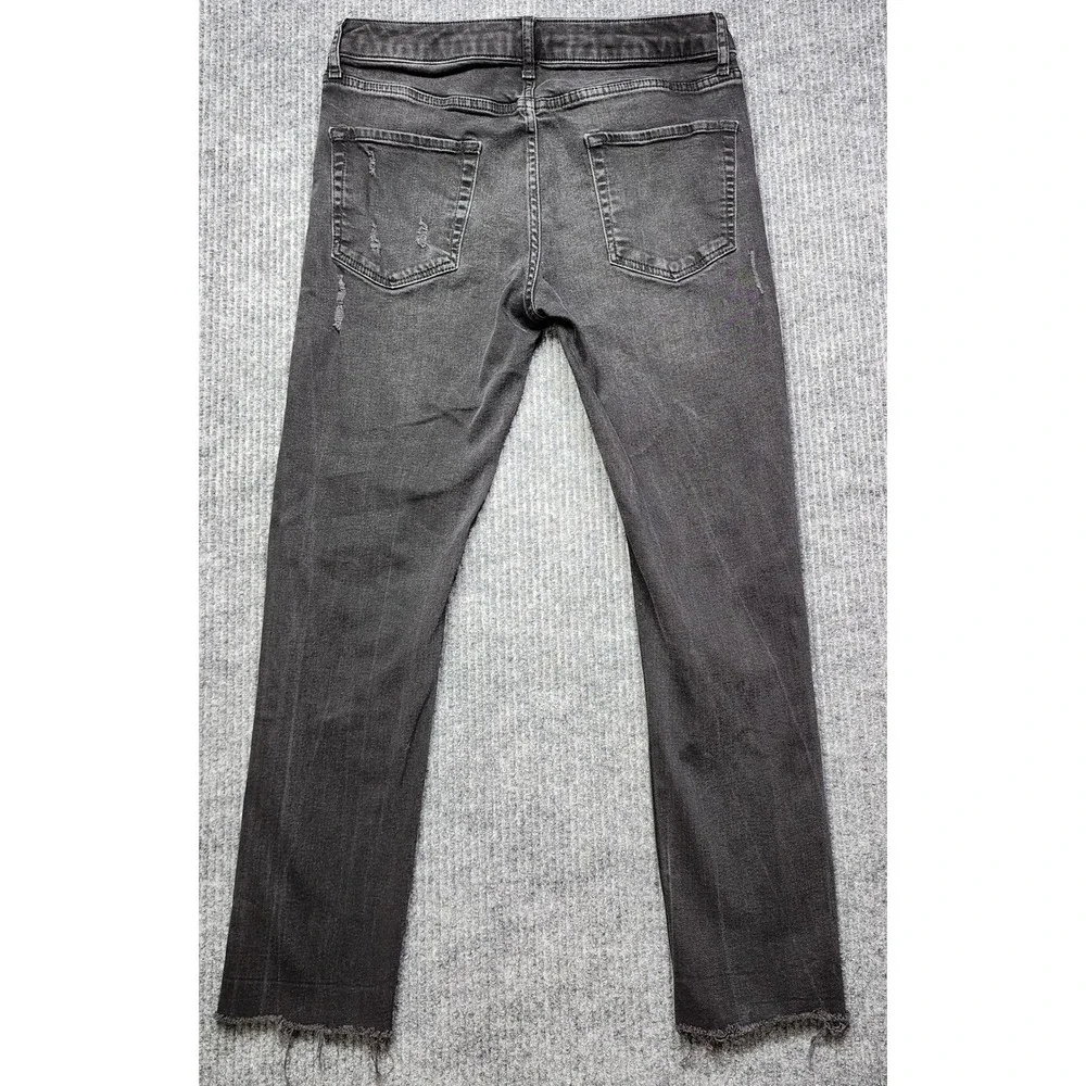 Topman Mens Stretch Skinny Distressed Jeans Washed Black W32 L32 Button Fly